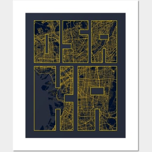 Osaka, Japan City Map Typography - Gold Art Deco Posters and Art